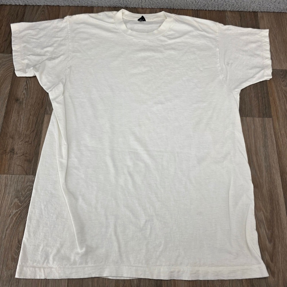 Vintage BVD Single Stitch Blank T-Shirt Mens XL White 100% Cotton USA 90s